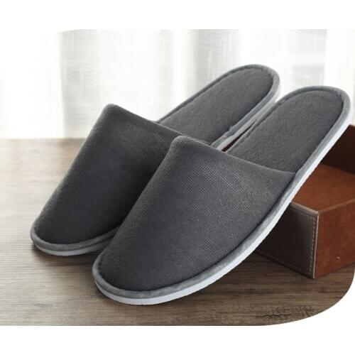 Ummewalo Gray Towelling Hotel Disposable Slippers Spa Guest Shoes Soft Bottom Indoor Shoes Slippers