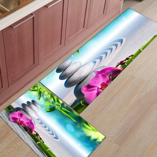 Modern Anti-slip Kitchen Mat Zen Bamboo Stone Nature Home Entrance Doormat Balcony Living Room Carpet