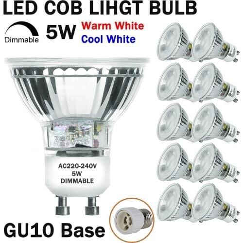 Dimmable LED GU10 Spotlight Light Bulbs 50 Watt Equivalent 5W Dimmable Full Glass Cover Reflector Warm/Cool White LED Bulb D25