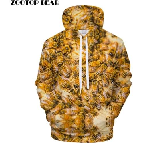 Bee Print Hoodies 3D Animal hoodie Men Women Hoody Streatwear Sweatshirt Harajuku Tracksuit Anime Pullover Fruit Coat Drop ship