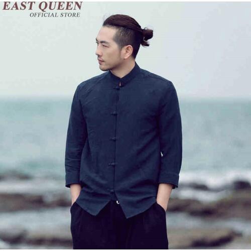 Traditional Chinese clothing for men wushu costume mens hanfu kungfu clothing three-quarter length sleeves tops KK416 Q