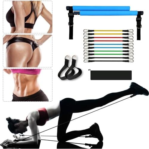 Upgrade Fitness Resistance Rubber Band Yoga Elastic Band Training Bar Set Pilates Training Exercise Fitness Equipment Pull Rope