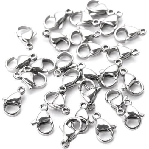 30pcs lot 10x5mm 100% stainless steel Fashion Jewelry Findings Lobster Clasp Hooks for Necklace&Bracelet Chain DIY