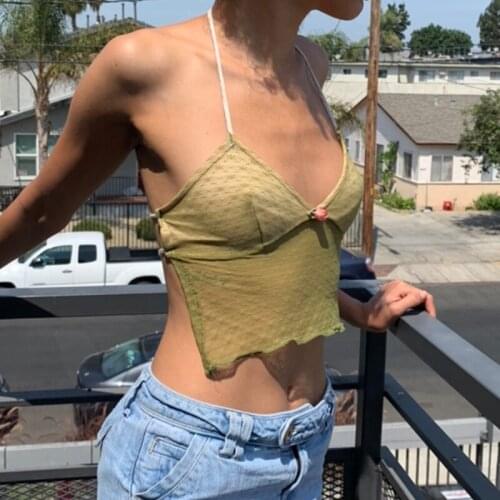 Crop Top Zipper Sexy Tie Dye Tank Top Front Ruches Sling Backless Tie Up SlimTop Backless Camisole