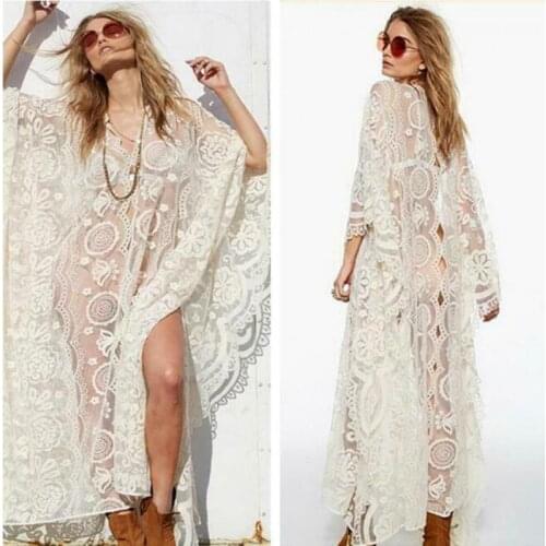 Women Lace Beach CoverUp Kaftan Cape Kimono Cardigan Jacket Party Sexy Dress New