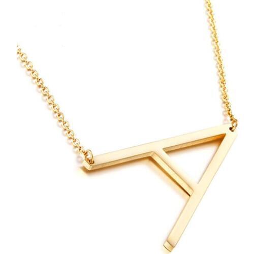 Gold Color Capital Letter A-Z Necklaces Men Women Jewelry Stainless Steel Initial Letter Pendant Necklaces