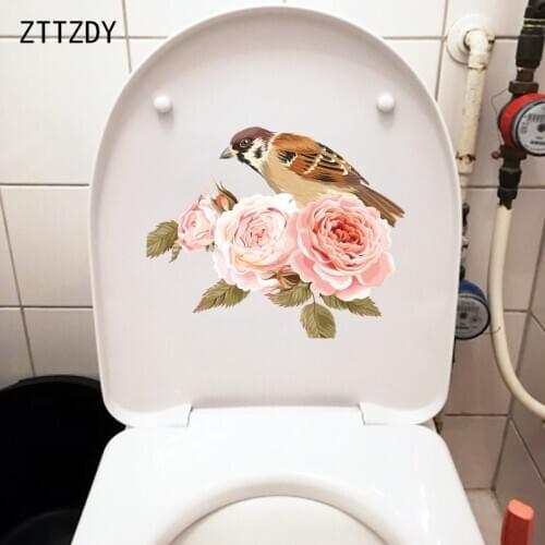ZTTZDY 24.2×19.8CM Classical Rose Flower And Bird Bedroom Wall Stickers Toilet Decals Home Decoration T2-1066