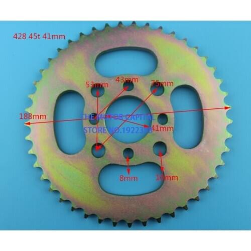 Motorcycle scooter Sprocket 428 45T 41mm sprockets fit Go Kart Motorcycle free shipping