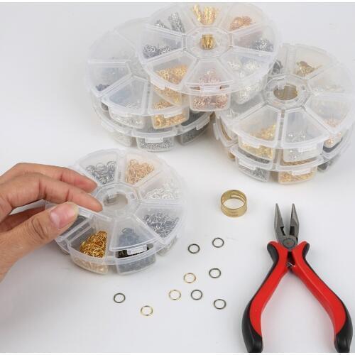 1Box DIY Jewelry Findings Open Jump Rings Eye Pins Lobster Clasps Beads Caps Connectors For DIY Jewelry Making Supplies