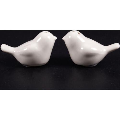 1 Set of Love Birds Ceramic Salt and Pepper Shakers Personalised Wedding Favors - White