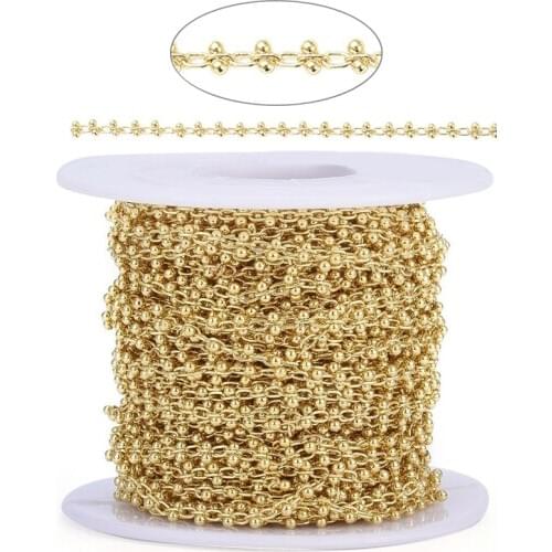 10m/roll Soldered Handmade Brass Beaded Chains with Spool for Jewelry Making DIY Bracelet Necklace Accessories Finding 1.5~3mm