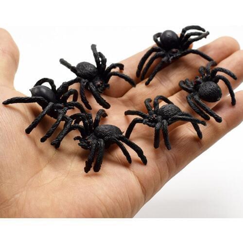 10Pcs Plastic PVC Simulation Spiders Toy Mini Animal Black Spider Insect Halloween April FoolS Day Gift Tricky Jok Shock Toy