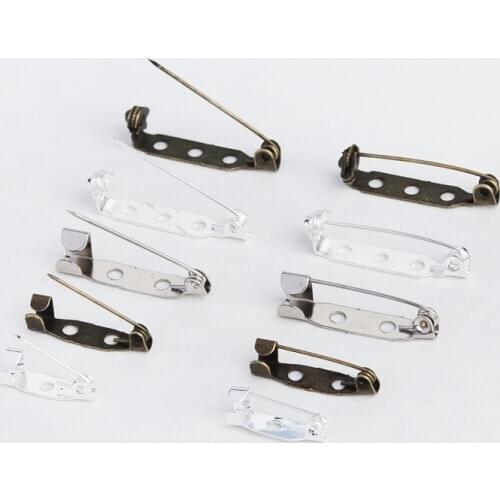 100 PCs Doreen Box Brooch Back Bar Pins Findings Iron Alloy Bronze Silver Color For DIY Brooches Jewelry Making Wholesale