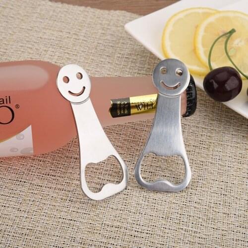 100pcs Creative Stainless Steel Smiley Beer Bottle Opener Personalized Bottle Opener Bar Tool Kitchen Accessories NO309