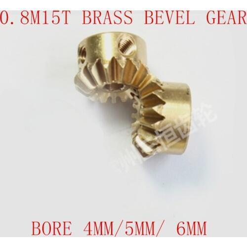 2pcs 1:1 0.8M15T Brass Bevel Gear 0.8 Modulus 15 Teeth 90 Degree Drive Commutation Steel Gears Screw