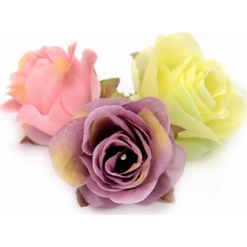 50pcs Silk Artificial Rose Flower Heads For Wedding Home Decoration DIY Scrapbooking Wreath Craft Accessories Fake flowers