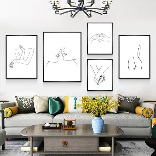 Abstract Lady Drawing Line Image Home Decor Nordic Painting on Canvas Wall Art Figure Body Hand Posters and Print for Living Roo
