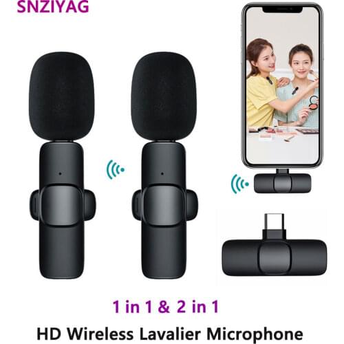 SNZIYAG Y22 New Wireless Lavalier Microphone Portable Audio Video Recording Mic For IPhone Android Live Game Mobile Phone Camera