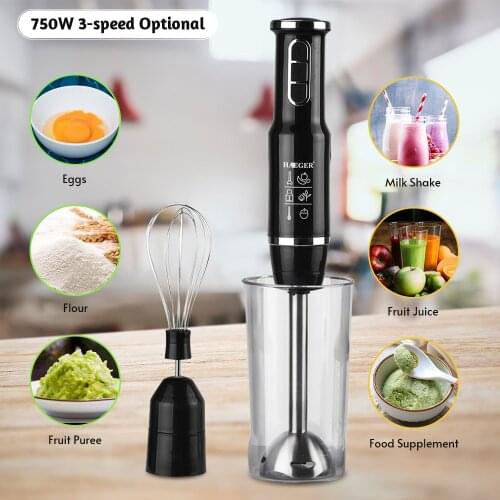 4 in 1 Multi-purpose Hand Blender 750W 3-speed Adjustable with Food Grinder Container Egg Whisk BPA-Free Food Mixer