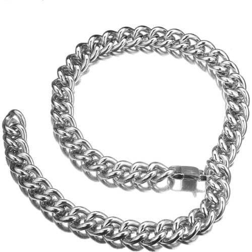 11/13/15MM 7"-40" High Polished 316L Stainless Steel Silver Color Cuban Curb Chain Mens Necklace Or Bracelet Fashion Gift