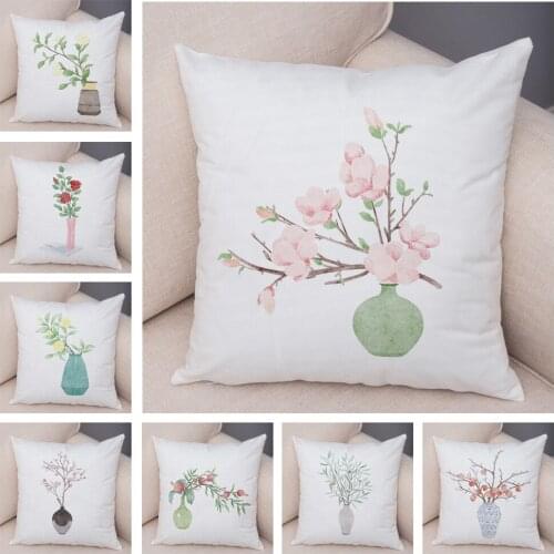 Nordic style Cushion Cover Art Plant Cactus Green Leaves Pillowcase for Sofa Home Car Simple Soft Plush Pillow Case 45x45cm