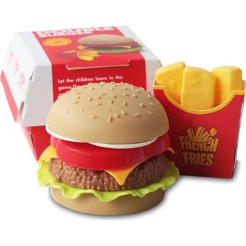Children Simulation Food Toys Pretend Play Hamburger French Fries Kitchen Toy Set Miniature Snack Burger Educational Toys Baby