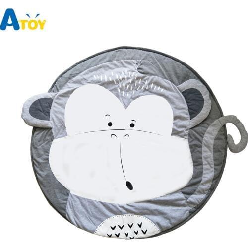 Baby Play Mat Monkey Round Carpet Rugs Cotton Animal Playmat Newborn Infant Crawling Mat Blanket Floor Carpet Kids Room Decor
