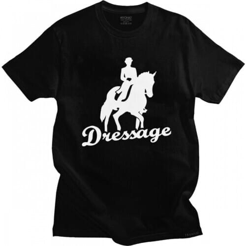 Dressage Horse T Shirt Men Pre-shrunk Cotton T-shirt O-neck Short Sleeves Equestrian Rider Tee Tops Casual Tshirt Clothing Merch