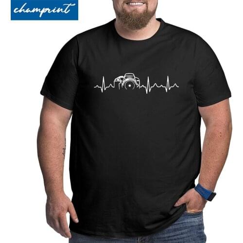 Heartbeat Of Camera T-Shirt Men Photographer Cotton Big Tall Tees Crewneck Short Sleeve T Shirt Oversized 4XL 5XL 6XL Clothing