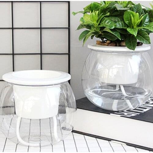 Self Watering Planter Pots Mini Round Design Succulent Plant Pot Indoor Home Garden Modern Decorative Pot