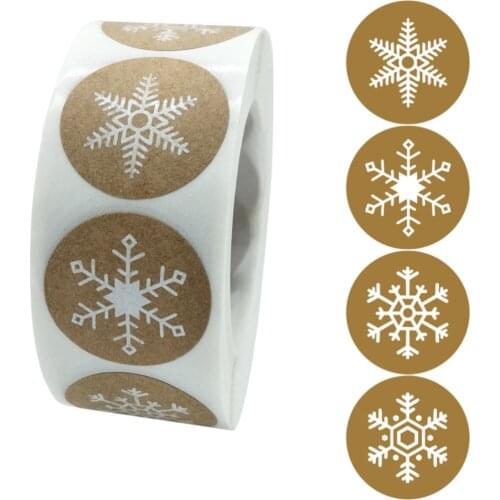 Custom Roll Stickers Cowhide Self-adhesive Labels Christmas Holiday Happy Decorative Labels 500pcs/roll