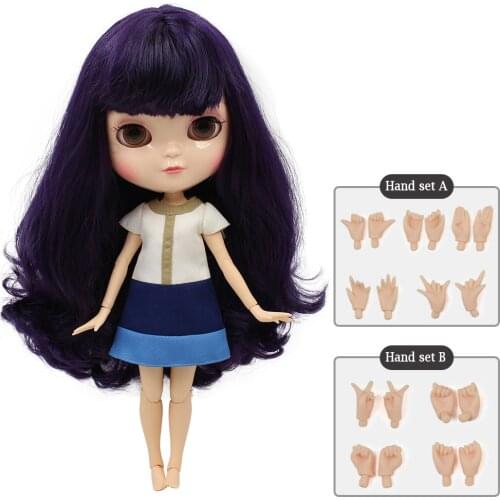 ICY DBS DOLL small breast azone body fortune days 230BL169 deep purple hair with bangs 30cm with hand set