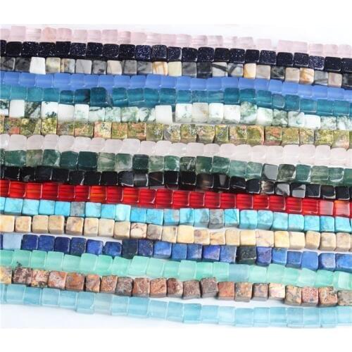 Linxiang fashion natural multicolor cube Loose Beads DIY bracelet necklace ear stud Accessories