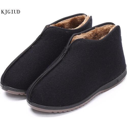 2019 Mens Soil Winter Plus Velvet Fashion Shoes Mens Thickening Fathers Shoes High To Help Non-slip Old Cotton Shoes 48 Yards