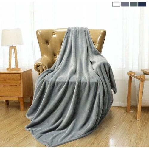 Soft Warm Flannel Blanket for Beds Throw Solid Color Home Sofa Cover Living Room Bedspread Winter Blankets 120x145cm