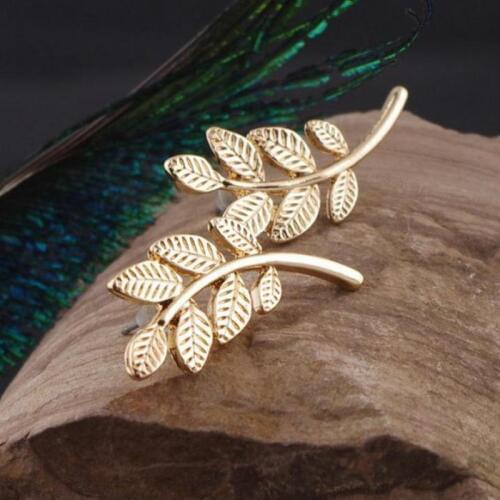 New Fashion Jewelry Leaf Stud Earrings For Women Hot Sale 1 Pair Ear Jewelry Gold-color Earring