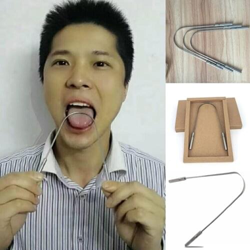 New Hot Flexible Stainless Steel Tongue Scrapper U-shaped Tongue Cleaner Oral Care Tool for Reducing Bad Breath SMR88