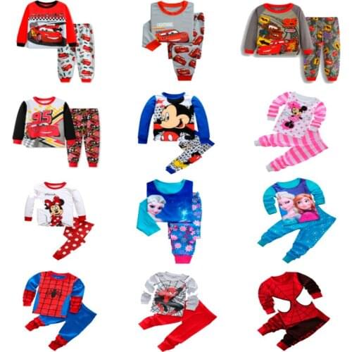 Baby Girls Clothing Pajamas Set Cartoon Spiderman Cars Anna Elsa Kids Boys Infantil Pyjama Sleepwear long sleeve Toddler Pijamas