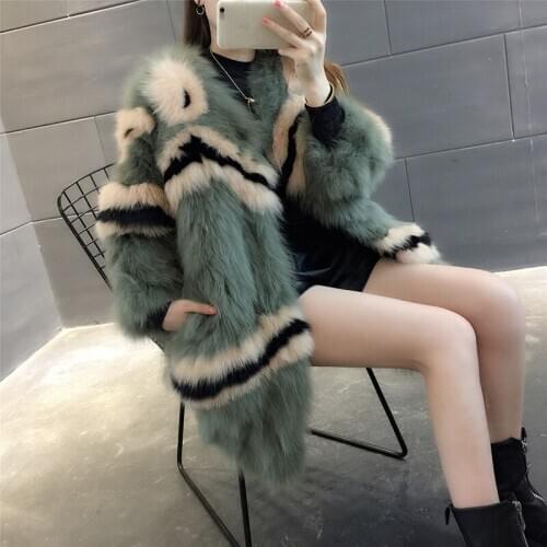 Real Autumn Winter Coat Double-faced Fox Fur Jacket Women Clothes Korean Long Coats Chaqueta Mujer MY947