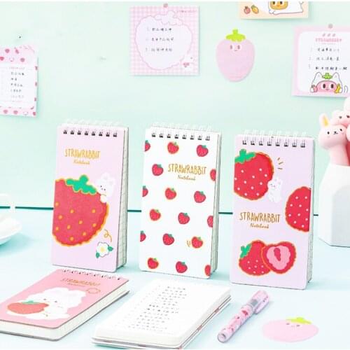85 Sheets 4 Patterns Strawberry Portable Writing Notebook Index Memo Pad Bookmarks Scheduler Paper Stickers Kids Stationery Gift