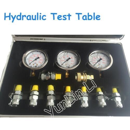 Portable Hydraulic Test Table Hydraulic Test Gauge Mechanical Digger Pressure Testing Tool Pressure Measuring Connector XZTK-60M