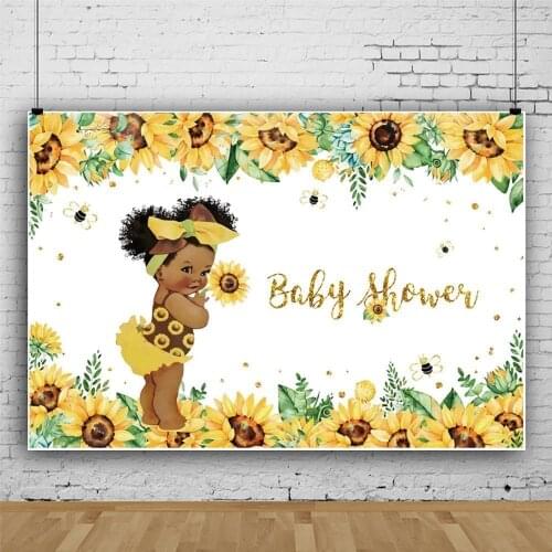 Sunflower Princess Backdrop Girl newborn baby shower 1st birthday party background photo studio table banner decor