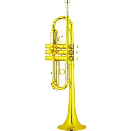 Professional grade C Key gold lacquer trumpet