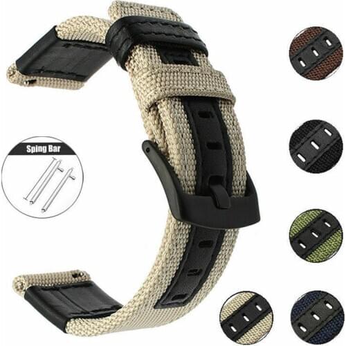 Nylon Watch Band for Samsung Galaxy Watch Active 2 Sport Leather Bracelet 20mm 22mm Watch Strap For Huawei Watch GT 2