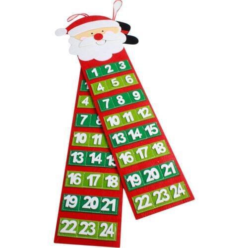 Christmas Advent Calendar Santa Claus Snowmen Hanging Christmas Calendar Door Wall Window Christmas Decor Party Supply Xmas Gift