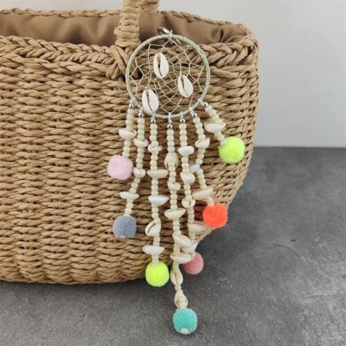 Handmade Tassel Key Chains For Women Bags Accessories Wood Beads Pom Pom Ethnic Keychain Bohemian Jewelry