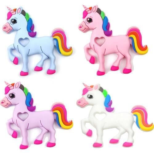 4 Colors Silicone Teethers Animal Baby Ring Teether Silicone Chew Charms Baby Teething Gift Toddler Toys