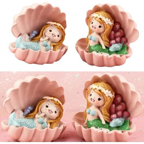 Resin Lying Little Mermaid Statue Miniature Fairy Garden Aquarium Decoration