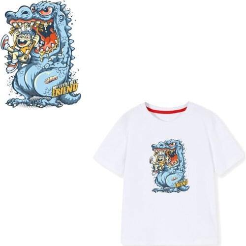 Ferocious Dinosaur iron on patches for Clothing Heat Transfer Stickers on Cloth for T-shirt Appliques Thermal Transfer Vinyl G