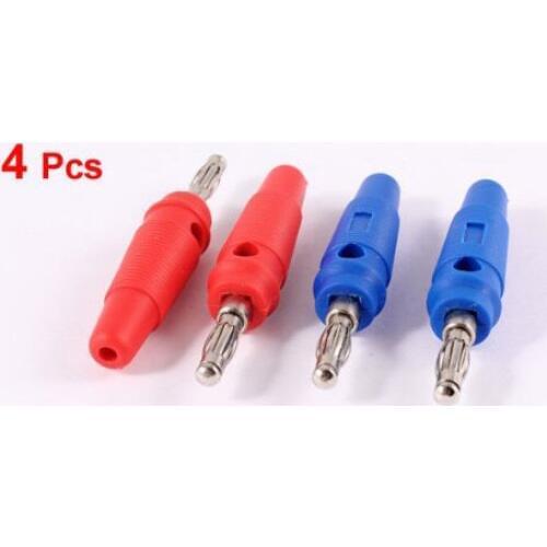 High Quality 4 Pcs 3mm Audio Speaker Wire Cable Connector Adapter Screw Banana Plug Red Blue